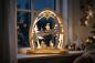 Preview: Seidelbogen „Wintersportler“ mit LED-Beleuchtung – 31 × 33 cm 812-G-LED