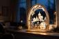 Preview: Seidelbogen „Winterdorf“ mit LED-Beleuchtung – 31 × 33 cm 816-G-LED