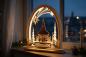 Preview: Seidelbogen „Seiffener Kirche mit Kurrende“ mit LED-Beleuchtung – 31 × 33 cm 821-G-LED