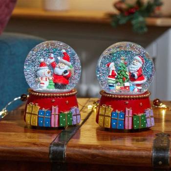 Schneekugel 15 x 11 x 11 cm Musical SantaGifts, Geschenke, Santa und Gehilfe
