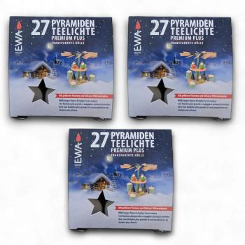 Pyramidenteelichter Kunststoffhülle Premium PLUS (3 x 27 Stück)