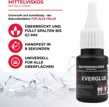 Preview: Everglue Sekundenkleber niedrigviskos + mittelviskos + hochviskos à 20g Dosierflasche + Aktivator Spray Aushärtungsbeschleuniger 200ml Aerosol
