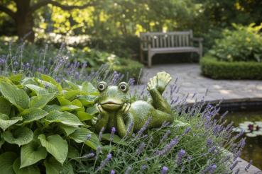 Preview: Frosch Figur liegend – 35–40 cm – aus Magnesia, handbemalt