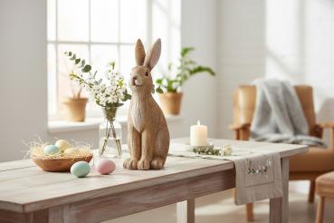 Preview: Hase sitzend in Holz-Optik 12x32cm