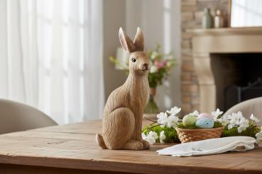 Preview: Hase sitzend in Holz-Optik 19x42 cm
