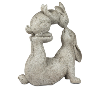 Hase mit Baby Stone-Weiss 30x37cm