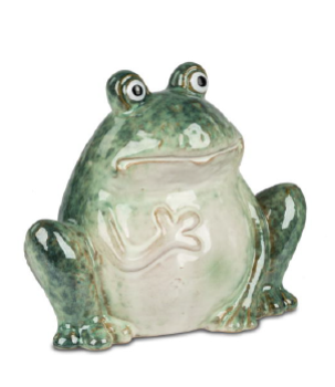 Frosch sitzend 16x14cm aus glänzendem Steinzeug mit mehrfarbiger Reaktionsglasur