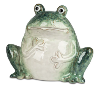 Frosch sitzend 20x17cm aus glänzendem Steinzeug mit mehrfarbiger Reaktionsglasur