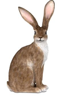 Hase sitzend 25x63cm klassisches Design aus Kunststein mit matter, strukturierter Oberfläche, handbemalt