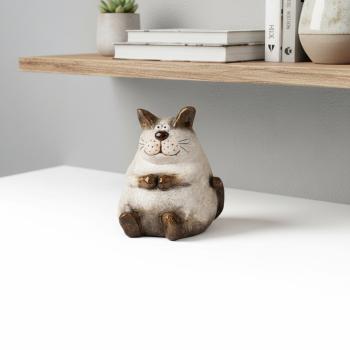 Preview: Dekokatze im Cartoon-Stil Creme-Braun 25 cm 704580