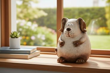 Preview: Deko-Hund Creme-Braun 24 cm Cartoon-Stil 704689