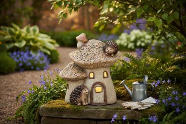 Pilzhaus mit Igel und LED-Licht 756947