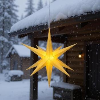 Preview: Hasslauer Weihnachtssterne Weihnachtsstern beleuchtet, 3D Leuchtstern (Gelb, 75 cm (Außenstern))