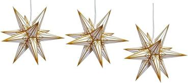 Hasslauer Weihnachtssterne Weihnachtsstern beleuchtet, 3D Leuchtstern (Weiß, 16 cm (3er Set Innenstern))