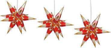 Hasslauer Weihnachtssterne Weihnachtsstern beleuchtet, 3D Leuchtstern (Rot, 16 cm (3er Set Innenstern))