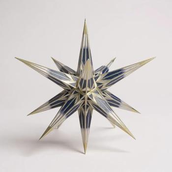 Hasslauer Weihnachtssterne Weihnachtsstern beleuchtet, 3D Leuchtstern (Blau Gold, 75 cm (Außenstern))