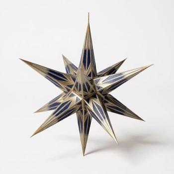 Hasslauer Weihnachtssterne Weihnachtsstern beleuchtet, 3D Leuchtstern (Blau Gold, 65 cm (Innenstern))
