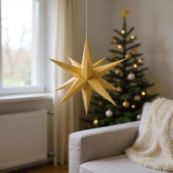 Preview: Hasslauer Weihnachtssterne Weihnachtsstern beleuchtet, 3D Leuchtstern (Gelb, 65 cm (Innenstern))