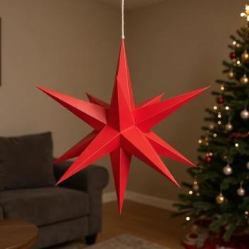 Preview: Hasslauer Weihnachtssterne Weihnachtsstern beleuchtet, 3D Leuchtstern (Rot, 65 cm (Innenstern))