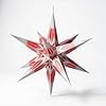 Hasslauer Weihnachtssterne Weihnachtsstern beleuchtet, 3D Leuchtstern (Rot/Weiß Silber, 65 cm (Innenstern))