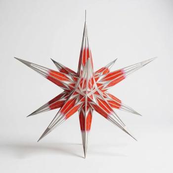 Hasslauer Weihnachtssterne Weihnachtsstern beleuchtet, 3D Leuchtstern (Rot/Weiß Silber, 75 cm (Außenstern))