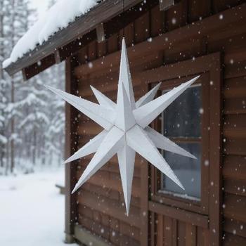 Preview: Hasslauer Weihnachtssterne Weihnachtsstern beleuchtet, 3D Leuchtstern (Weiß, 75 cm (Außenstern))