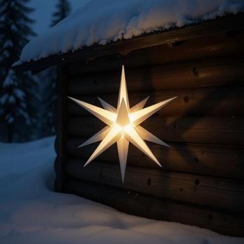 Preview: Hasslauer Weihnachtssterne Weihnachtsstern beleuchtet, 3D Leuchtstern (Weiß, 75 cm (Außenstern))