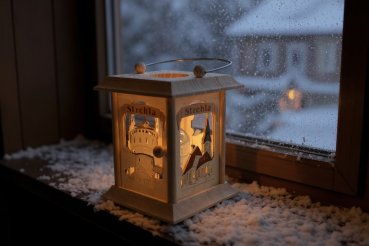 Tischlaterne "Strehla" 11,5x11,5x17 cm, Holz Erzgebirgische Holzkunst