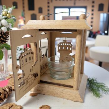 Preview: Tischlaterne "Strehla" 11,5x11,5x17 cm, Holz Erzgebirgische Holzkunst