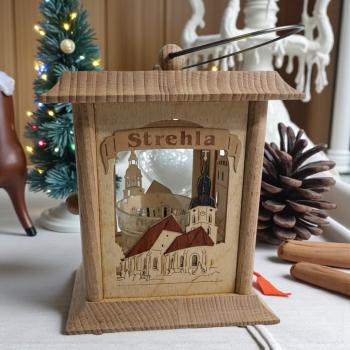 Tischlaterne "Strehla" 11,5x11,5x17 cm, Holz Erzgebirgische Holzkunst