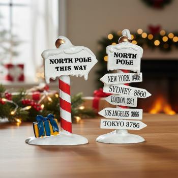 Preview: Lemax Nordpol Wegweiser / North Pole Signs 64455