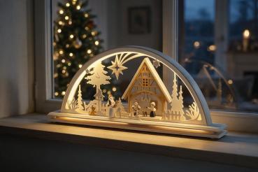 Preview: Seidel LED-Schwibbogen „Bescherung“ – 55 × 23 cm 550-16-LED
