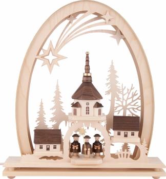Seidelbogen „Seiffener Kirche“ mit LED-Beleuchtung – 31 × 33 cm 823-G-LED