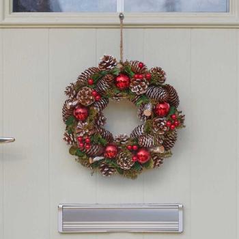 YuleFest Wreath 36 cm – Klassischer Weihnachtskranz für Tür & Wand