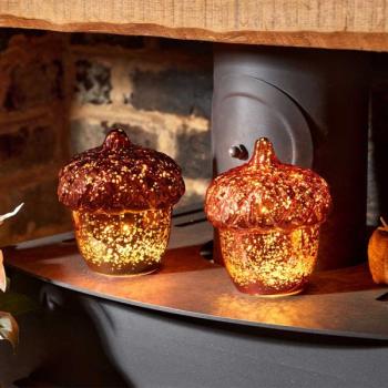 InLit Decorns – Beleuchtete Glas-Eicheln 15 cm | Herbst Deko Set