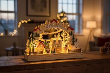 Preview: InLit Alpine Christmas – Beleuchtete alpine Winterlandschaft aus Holz – 40,5 cm 2590066