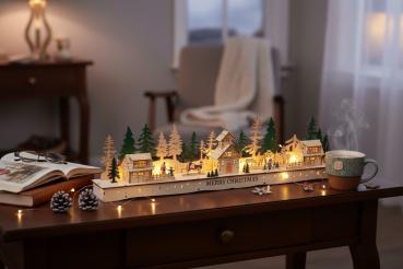 Preview: InLit Twinkle Town – Handbemalte beleuchtete Weihnachtsstadt aus Holz – 78 cm 2590079