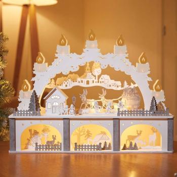 Preview: InLit Winter Wonderland – Handbemalte beleuchtete Winterlandschaft aus Holz – 45 cm 2590080
