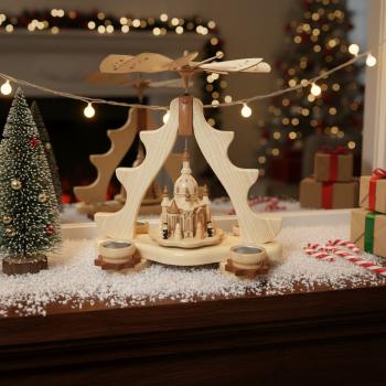 Pyramide Dresdner Frauenkirche für 4 Teelichter, Erzgebirge, Weihnachten