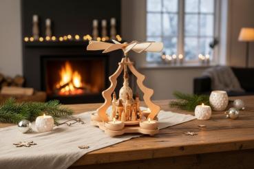 Preview: Pyramide Dresdner Frauenkirche für 3 Teelichter, Erzgebirge, Weihnachten
