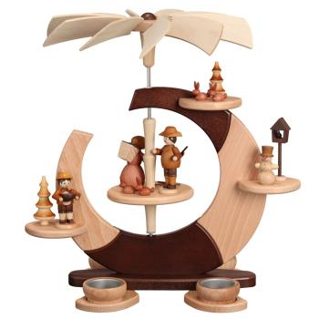 Design-Pyramide „Offener Kreis“ mit Waldfiguren – Original Erzgebirge Holzkunst 0736