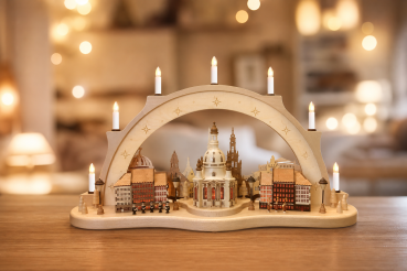 Preview: Schwibbogen Dresdner Frauenkirche, Neumarkthäuser und Figuren