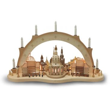 Preview: Schwibbogen Dresdner Frauenkirche, Neumarkthäuser und Figuren