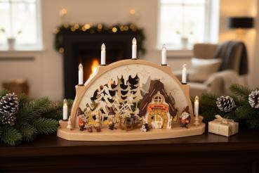 Preview: Beleuchteter Schwibbogen „Wichtelwerkstatt“ – Original Erzgebirge 1073