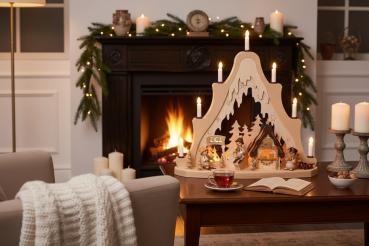 Preview: Spitze "Apres Ski mit Schneemännern", Erzgebirge, Weihnachten 7 Kerzen