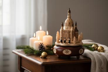 Preview: Spieldose Dresdner Frauenkirche, Erzgebirge, Weihnachten, Stille Nacht