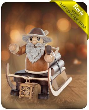 Räuchermann Holzfäller mit Schlitten 5210