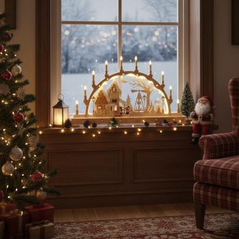 Preview: Schwibbogen „Weihnachtsmarkt“ 46-S-LED Holger Seidel, Schönheide