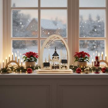 Preview: Seidel LED Schwibbogen „Seiffener Kirche mit Stollen“ 823-G