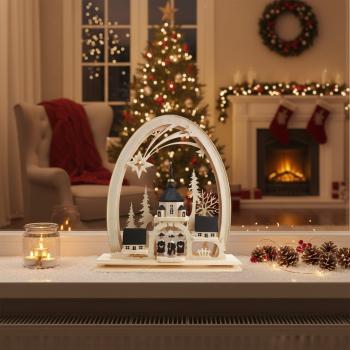 Preview: Seidel LED Schwibbogen „Seiffener Kirche mit Stollen“ 823-G